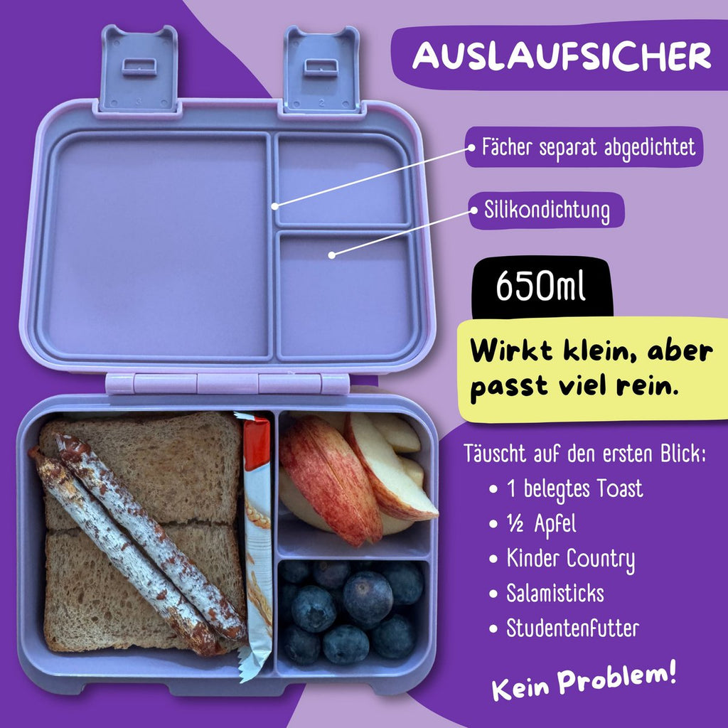 Lunchbox met vakken, lekvrij - Butterfly GLOW