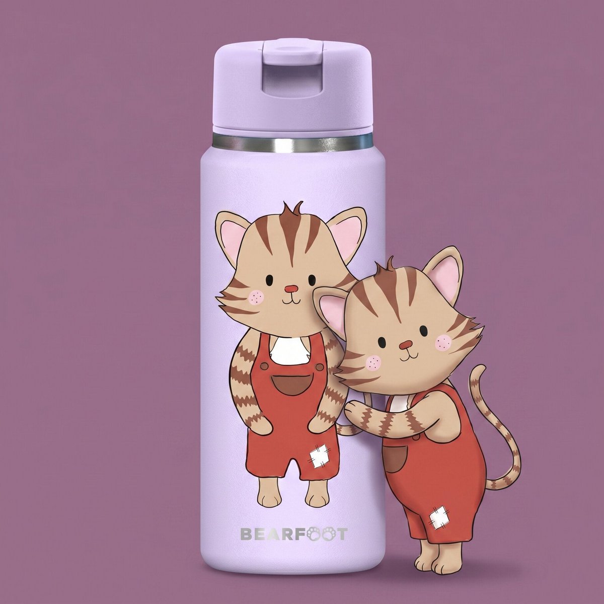 TINY Thermo kinderdrinkfles RVS - kat paars