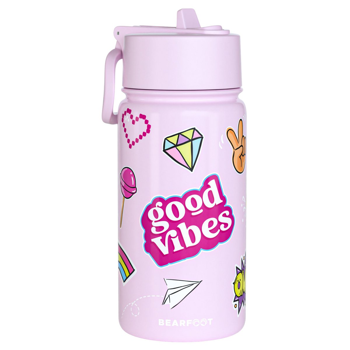 Thermo kinderdrinkfles RVS - sticker paars