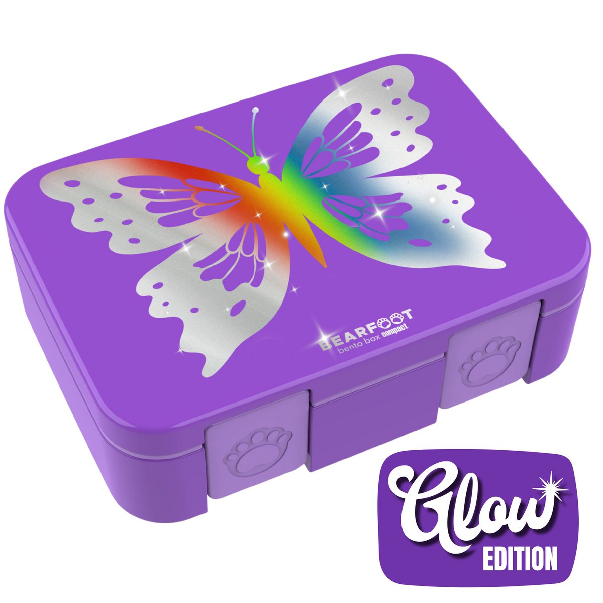 Lunchbox met vakken, lekvrij - Butterfly GLOW