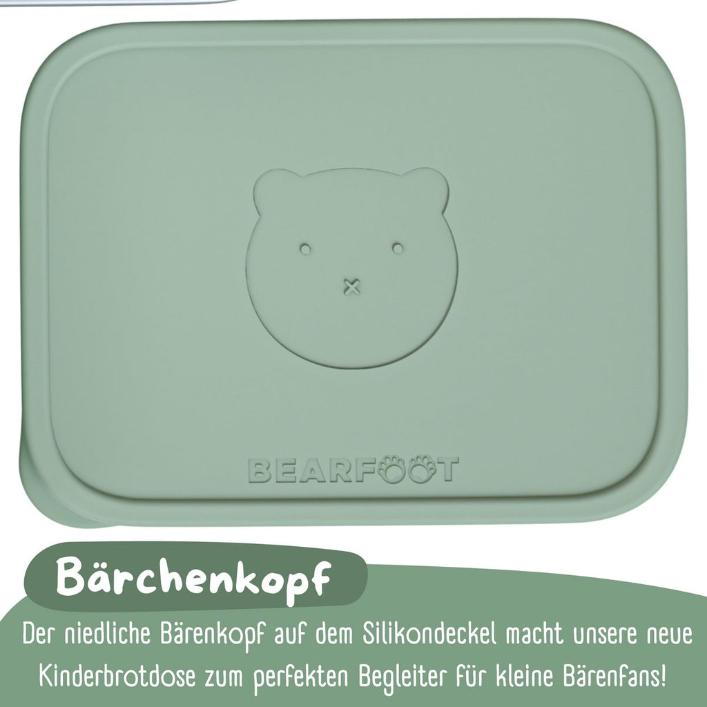 Lunchbox kinder RVS met siliconen inzetstuk - salie
