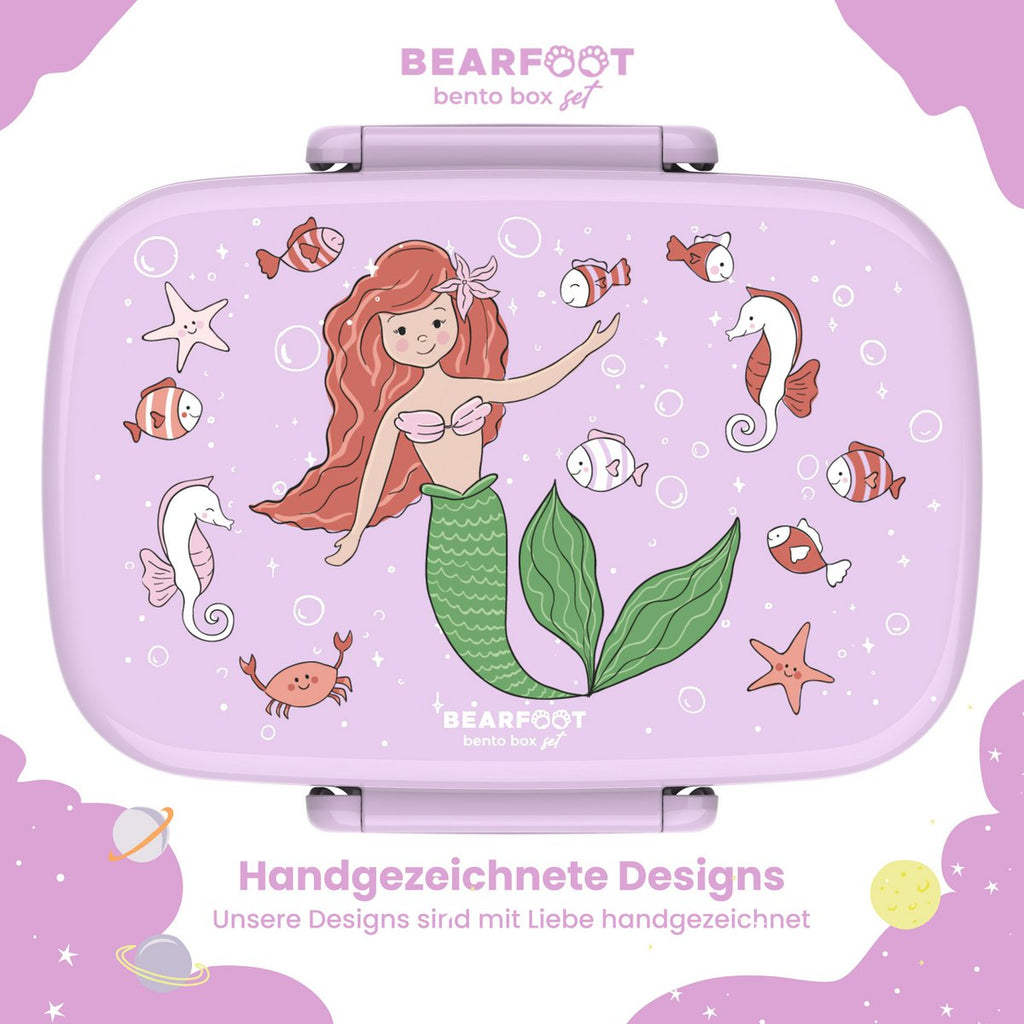 Kinderlunchbox met vakken, licht en lekvrij - zeemeermin