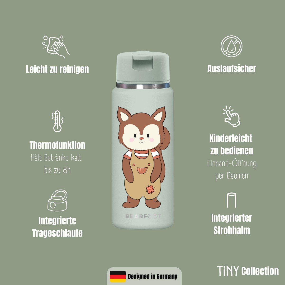 TINY Thermo kinderdrinkfles RVS - Eekhoorn