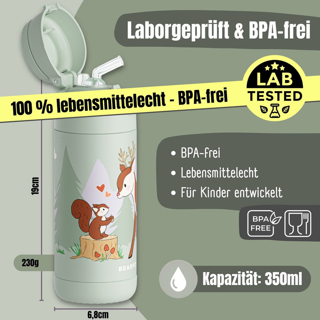 Thermo kinderdrinkfles RVS - hertgroen