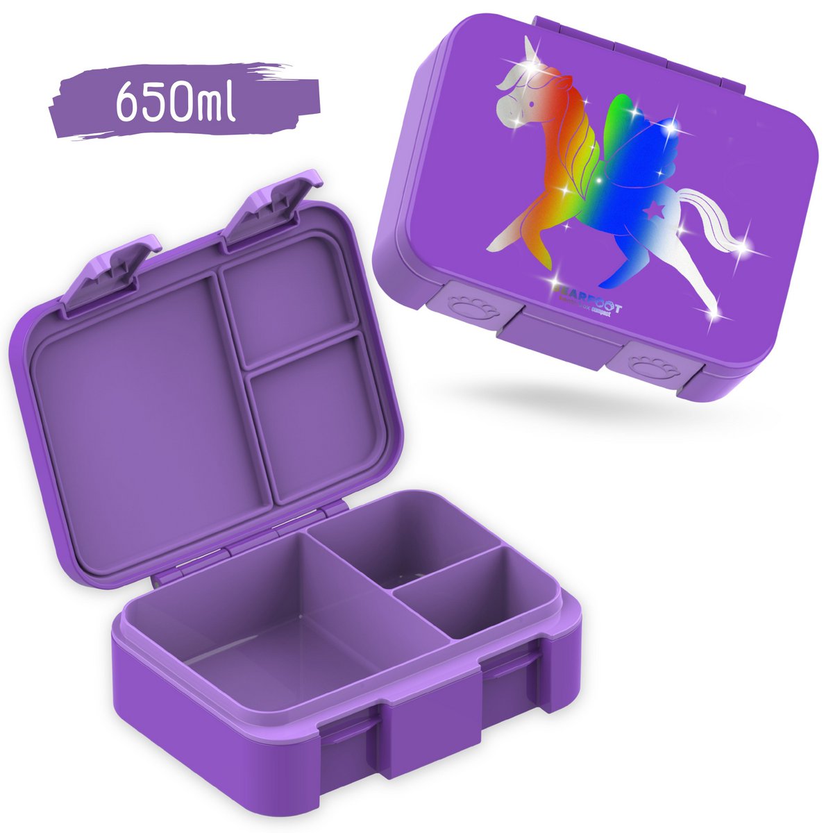 Lunchbox met vakken, lichtgewicht en lekvrij - Unicorn GLOW