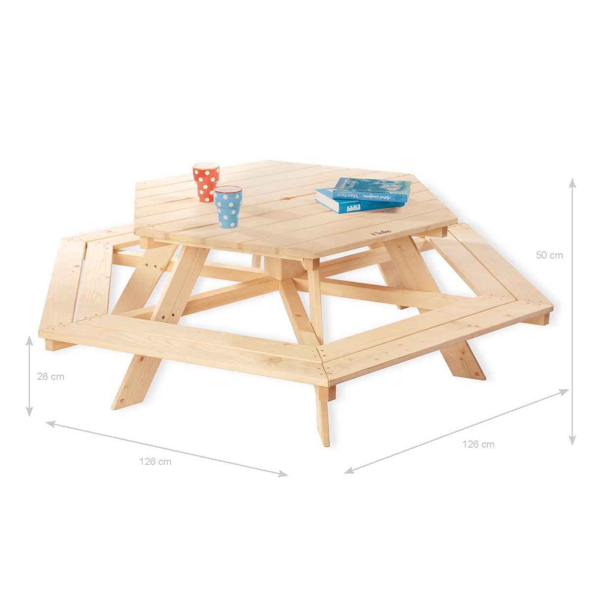 Pinolino Kinderpicknickbank Nicki voor 6 – Naturel