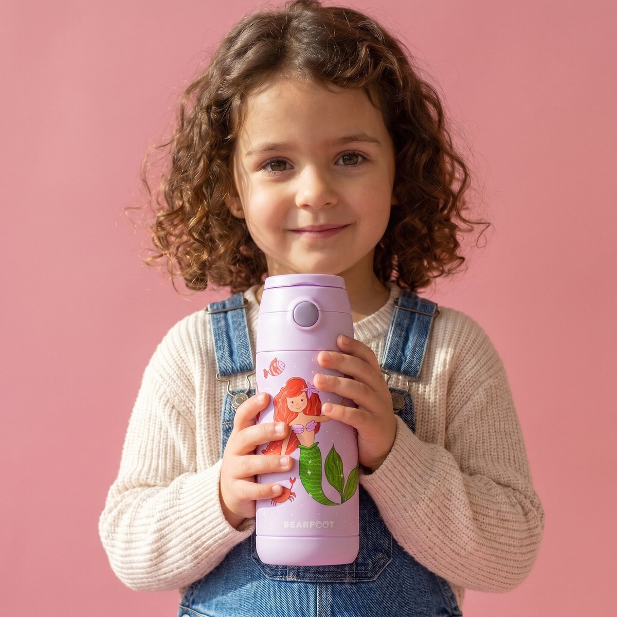 Thermo kinderdrinkfles RVS - zeemeermin paars