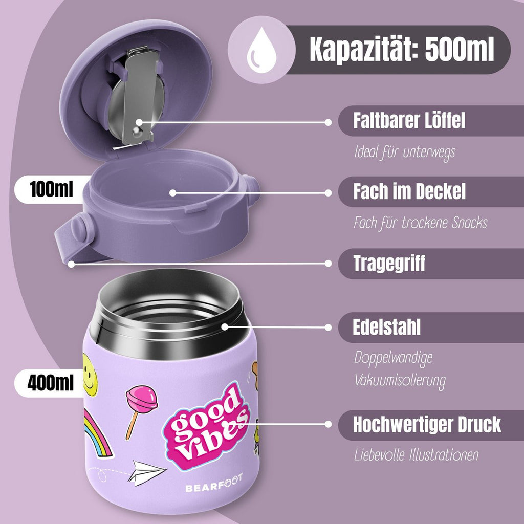 Thermoscontainer kinder RVS - sticker paars