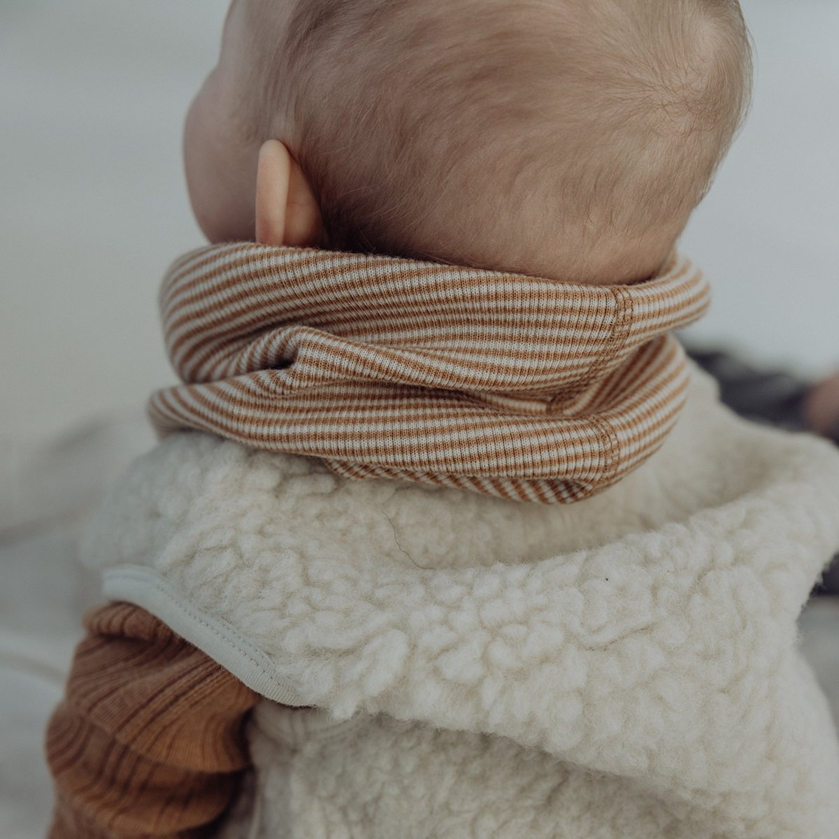 Wollen Rib Infinity Sjaal - Fawn Streep