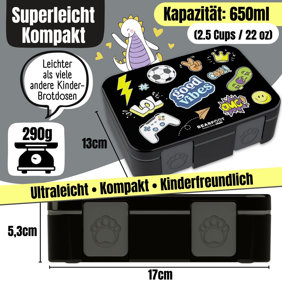Leaf kan met onderwerpen, licht en lek -proof - game zwart