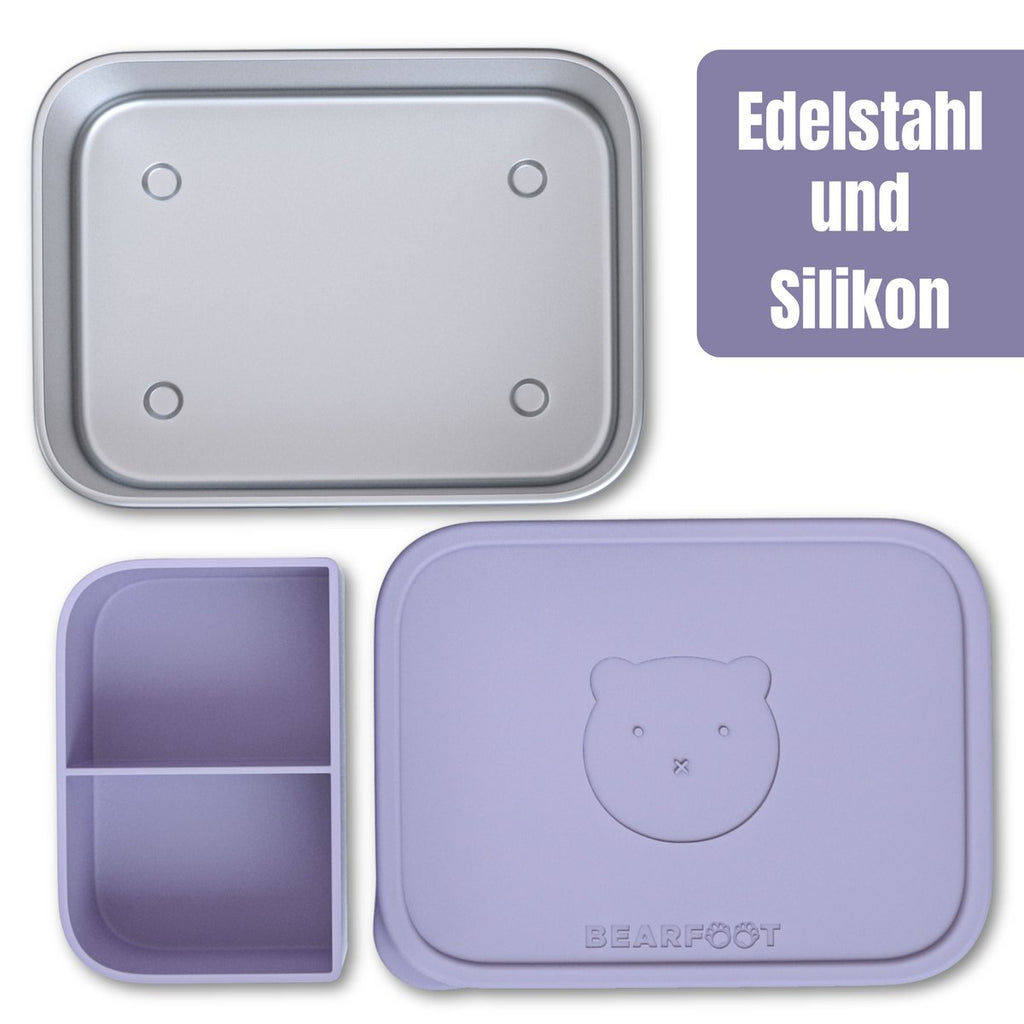 Kinderlunchbox RVS met siliconen inzetstuk - lavendel