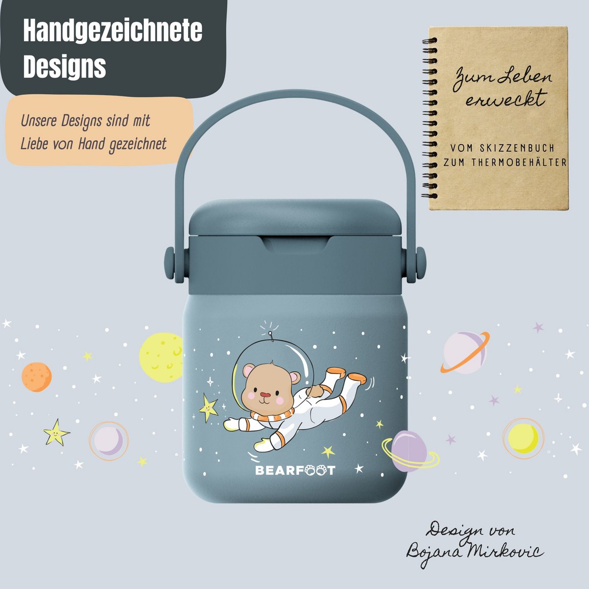 Thermoscontainer kinder RVS - Astro Bear blauw