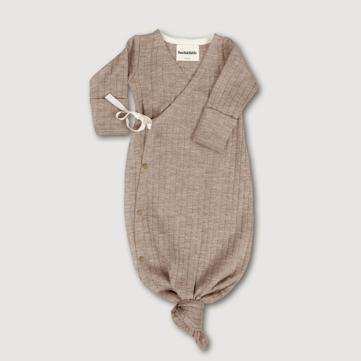 Kimono-jurk van wollen ribstof - Zand