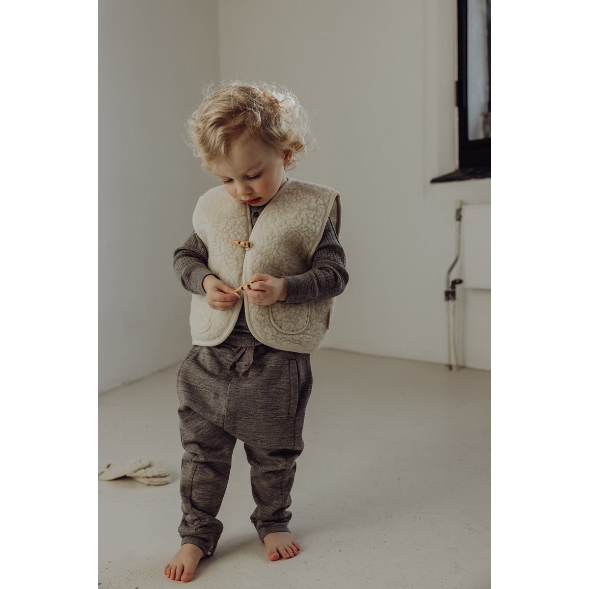 Wollen sherpavest - Melk