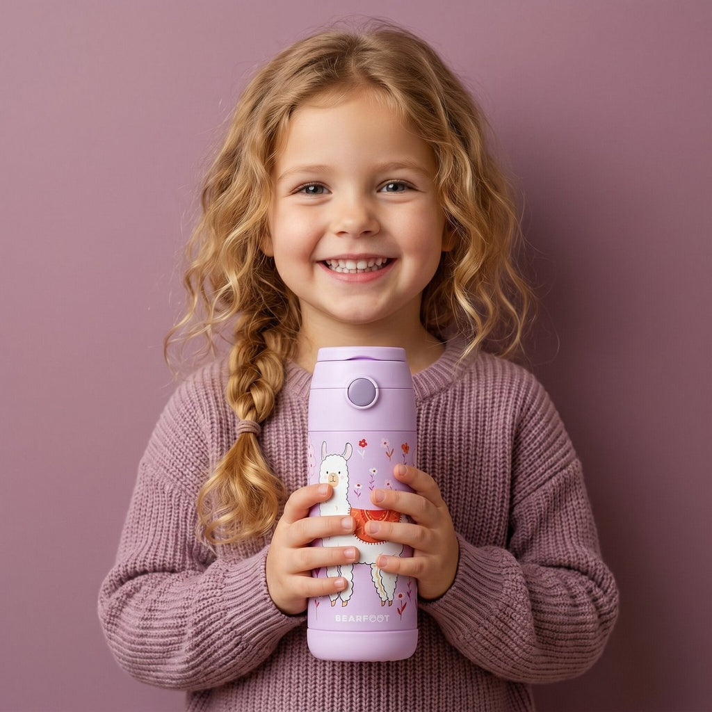 Thermo kinderdrinkfles RVS - lama paars