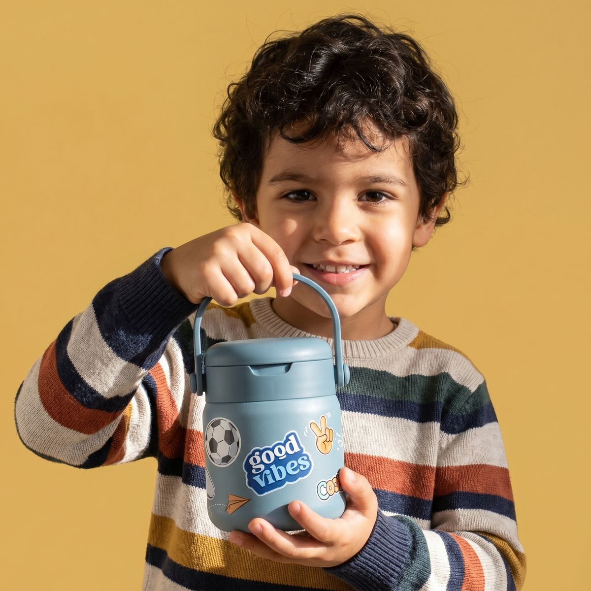 Thermoscontainer kinder RVS - sticker blauw