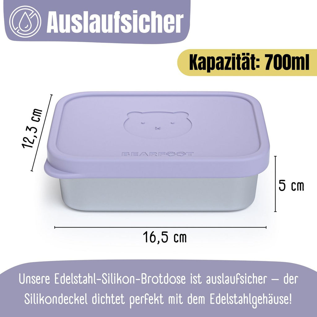 Kinderlunchbox RVS met siliconen inzetstuk - lavendel