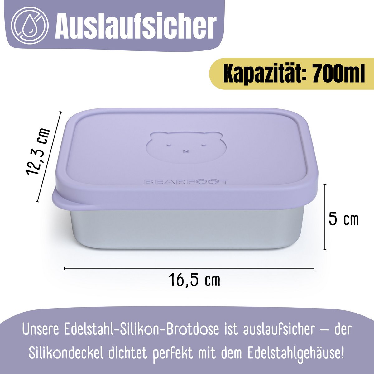 Kinderlunchbox RVS met siliconen inzetstuk - lavendel