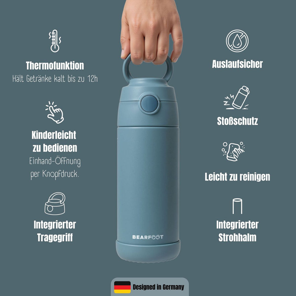 Thermo kinderdrinkfles RVS - blauw
