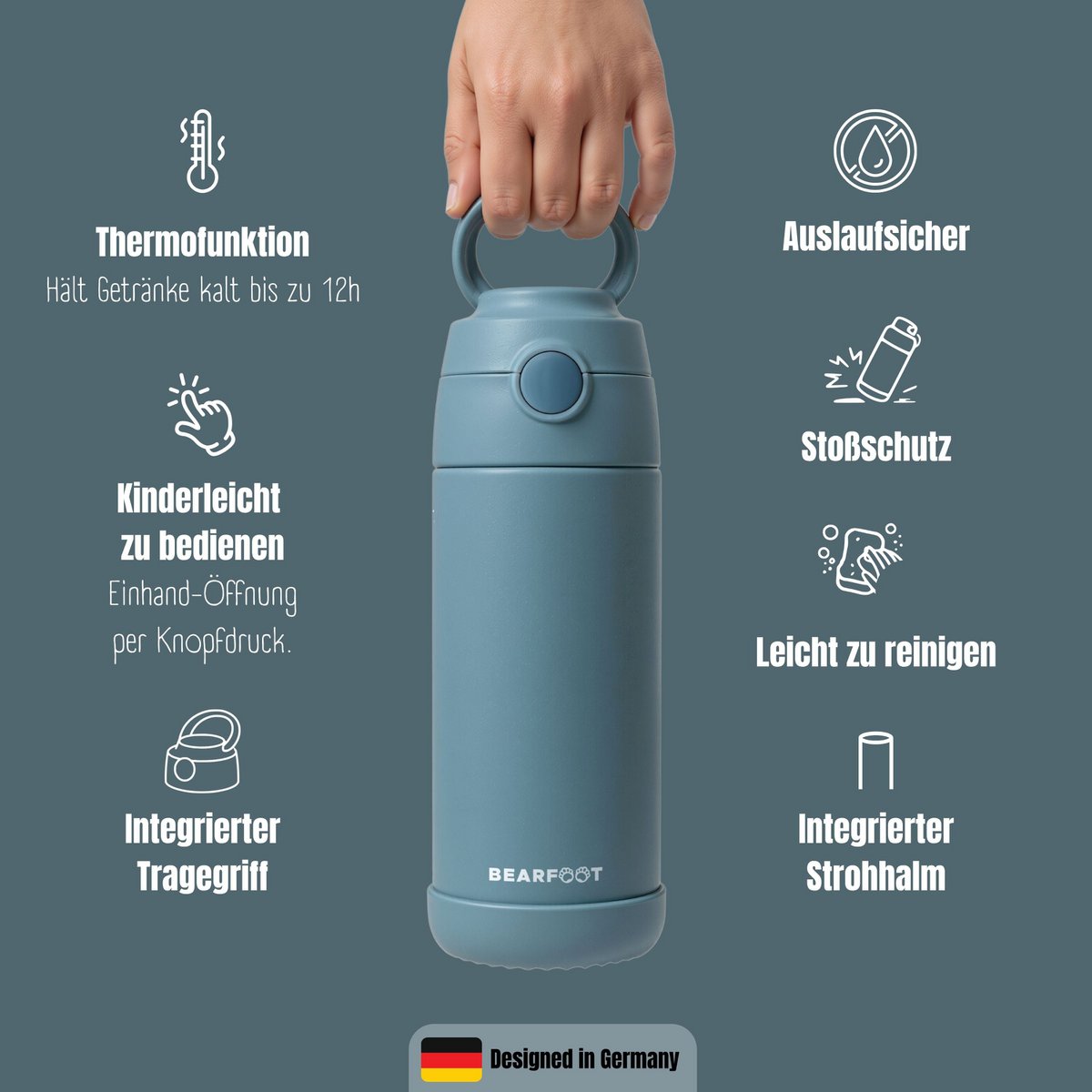 Thermo kinderdrinkfles RVS - blauw