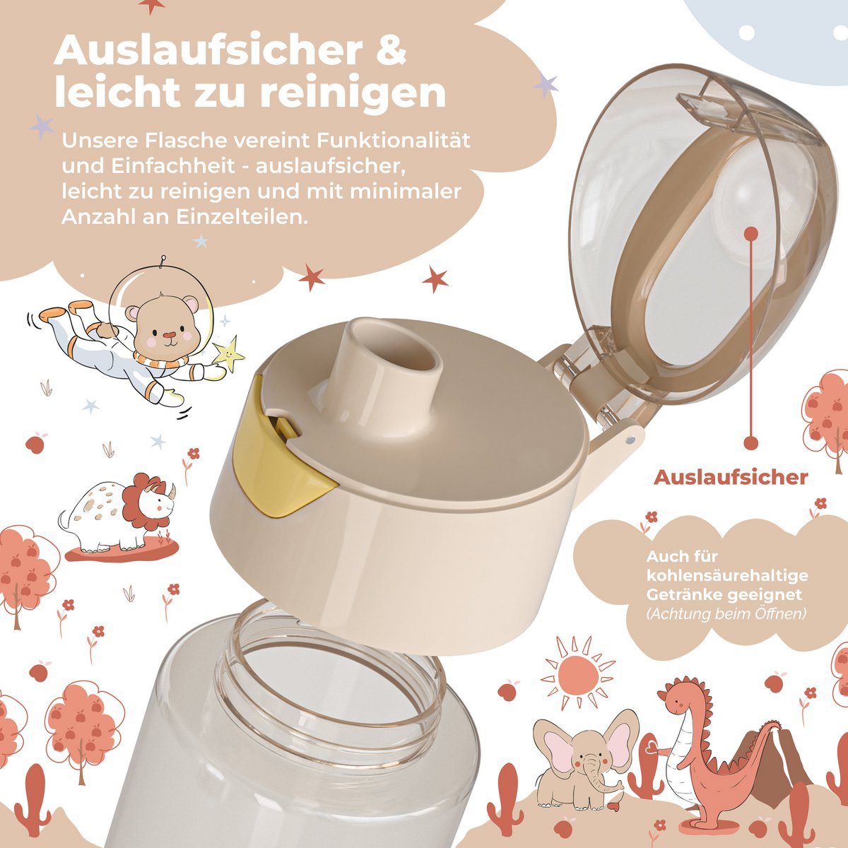 Kinder lichtgewicht waterfles - Safari bruin