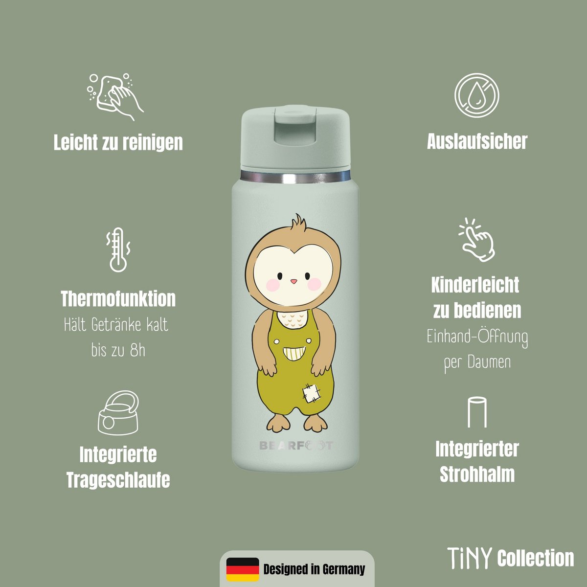 TINY Thermo kinderdrinkfles RVS - uil
