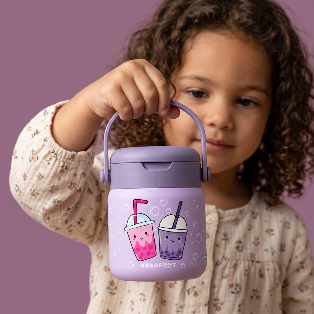 Thermoscontainer kinder RVS - Bubble Tea paars
