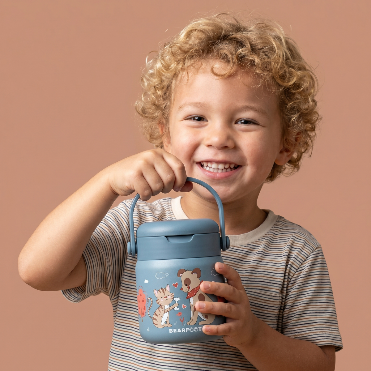 Thermocontainer kinder RVS - hond & kat blauw