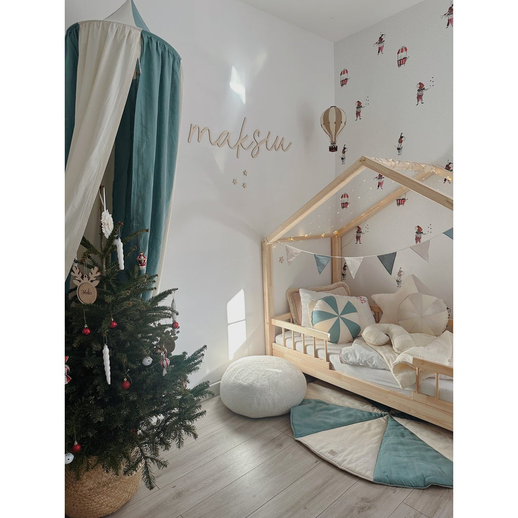 Moi Mili Bouclé Sierkussen Candycane – Wit lam