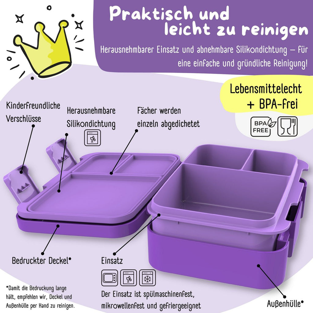 Lunchbox met vakken, lekvrij - Butterfly GLOW