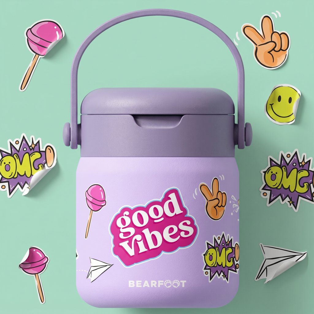 Thermoscontainer kinder RVS - sticker paars
