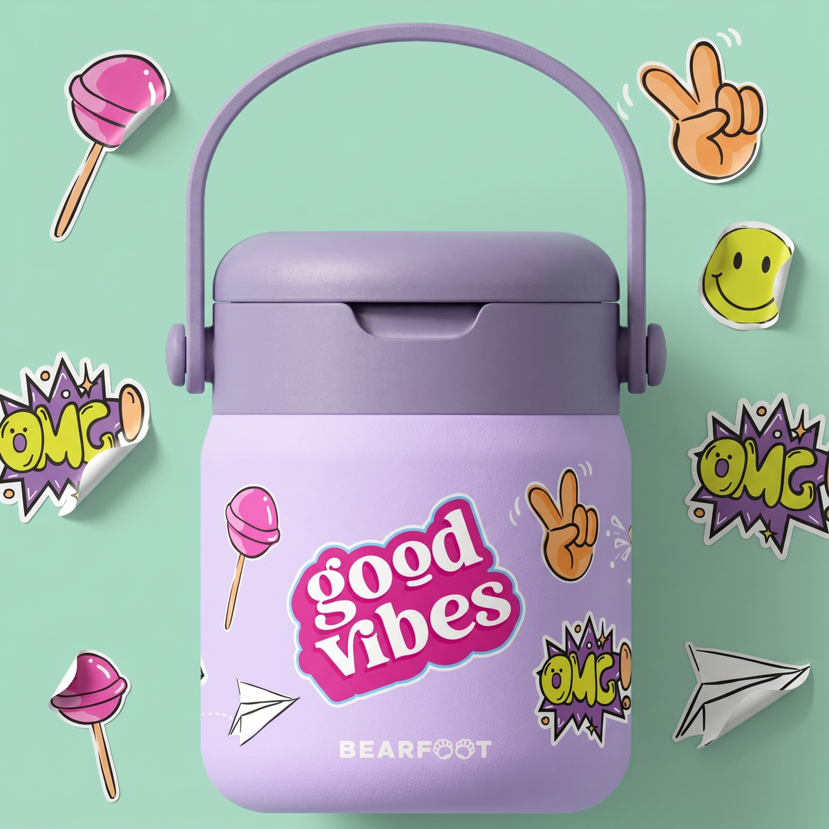 Thermoscontainer kinder RVS - sticker paars