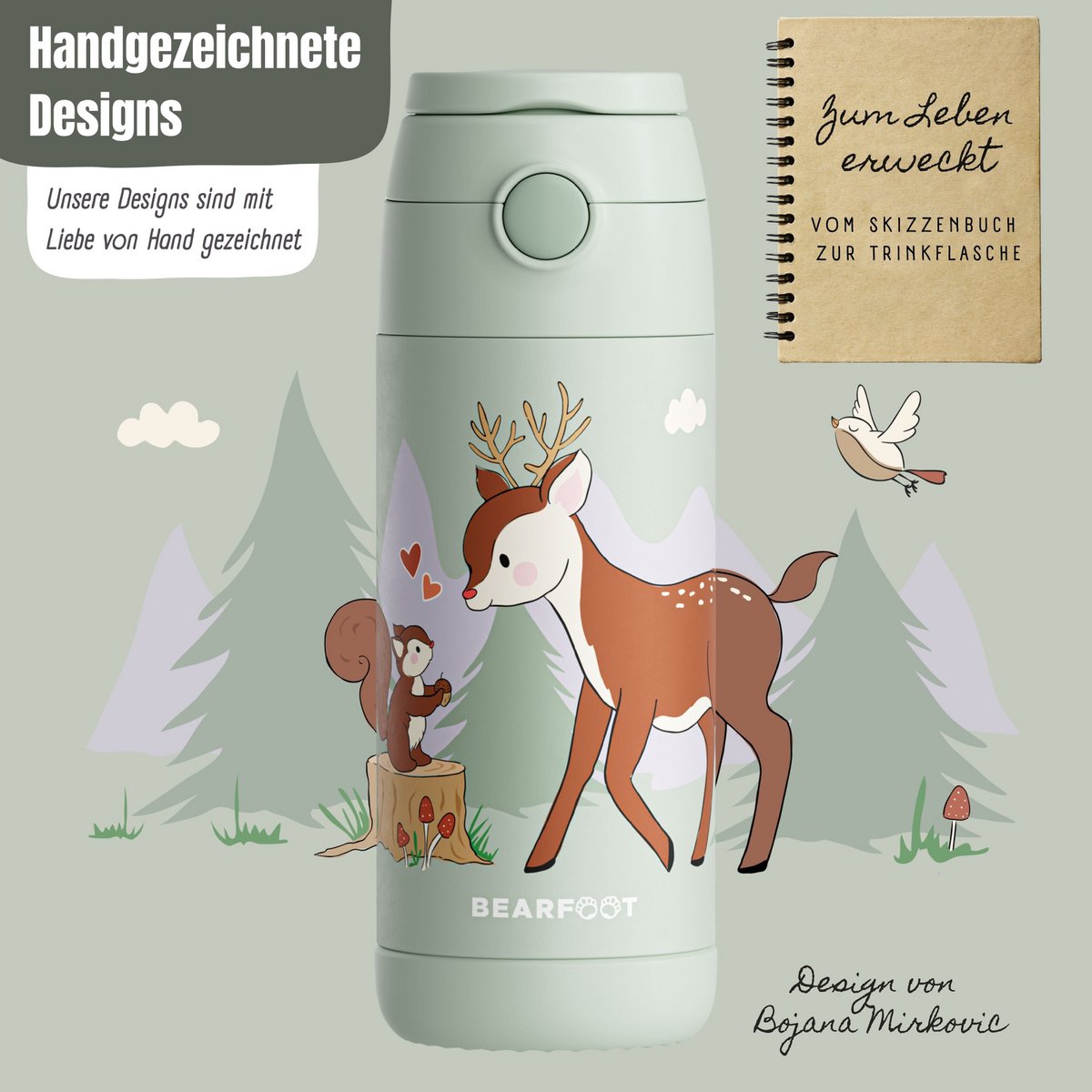 Thermo kinderdrinkfles RVS - hertgroen