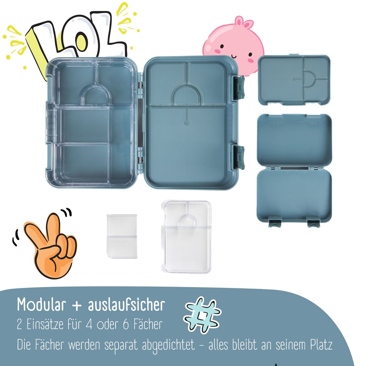 Kinderlunchbox met vakken, lunchbox, bentobox - spel