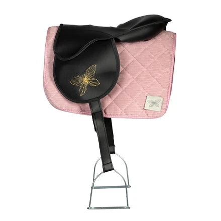 Zadeldekje en Mutsje corduroy roze voor Hobby Horse