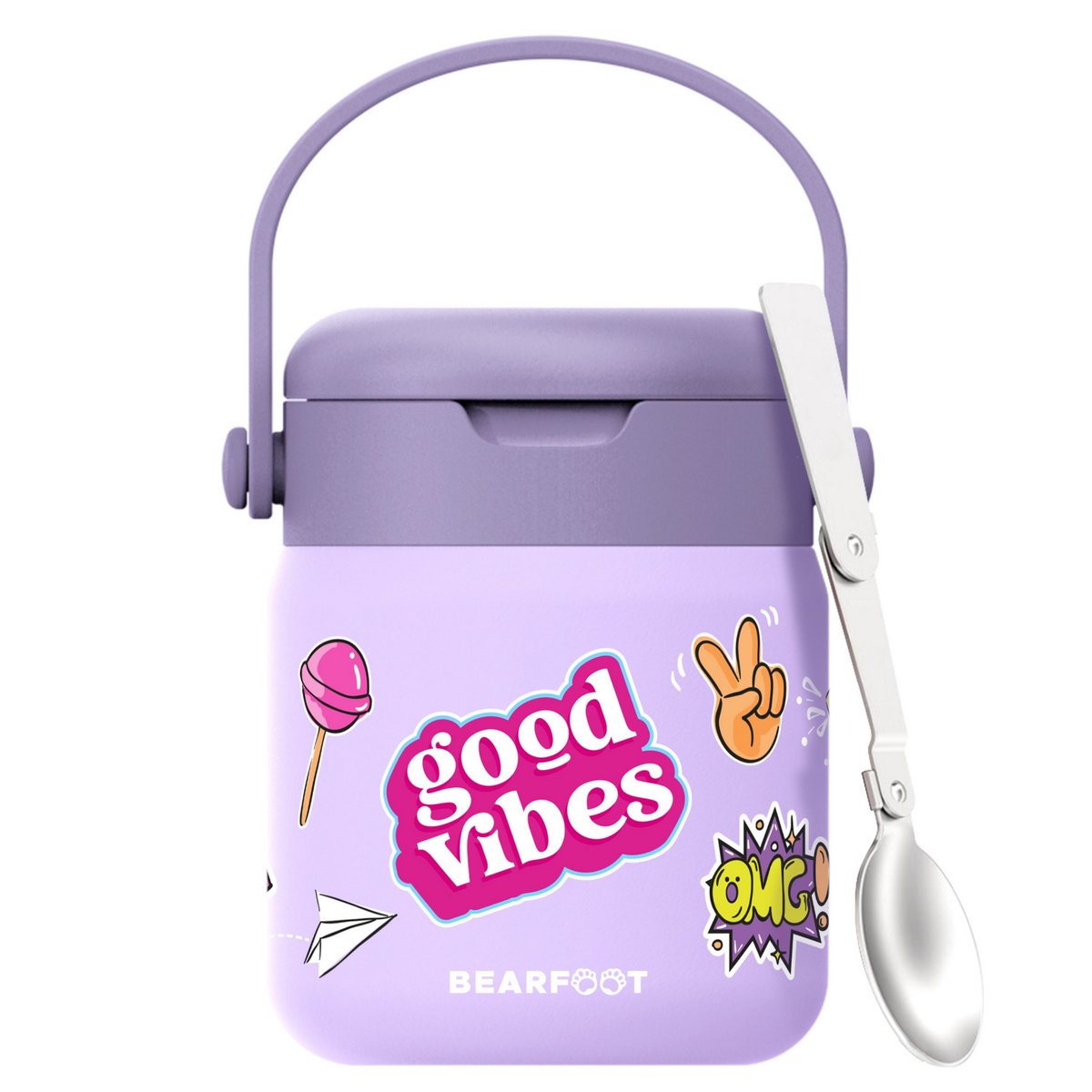 Thermoscontainer kinder RVS - sticker paars