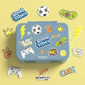 Leaf kan met compartimenten, licht en lek - sticker blauw