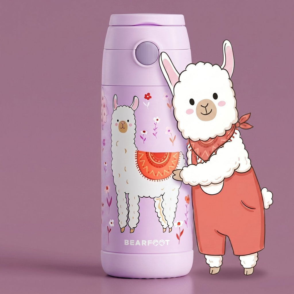 Thermo kinderdrinkfles RVS - lama paars