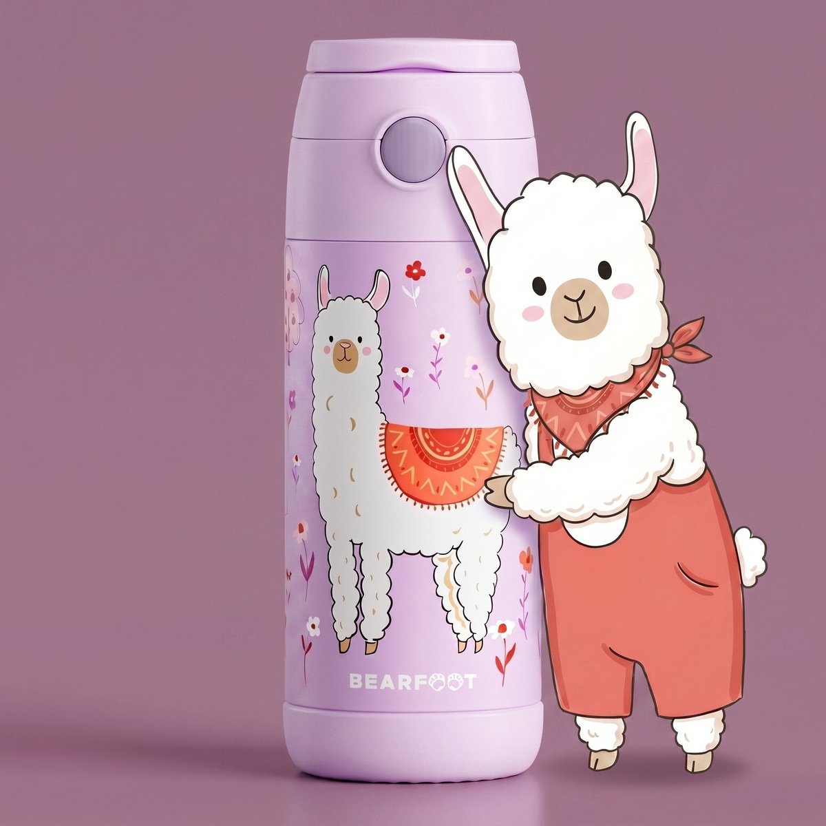 Thermo kinderdrinkfles RVS - lama paars