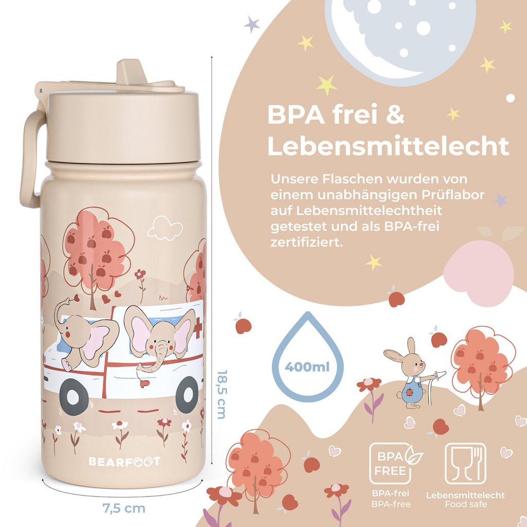 Thermo kinderdrinkfles RVS - ambulance bruin