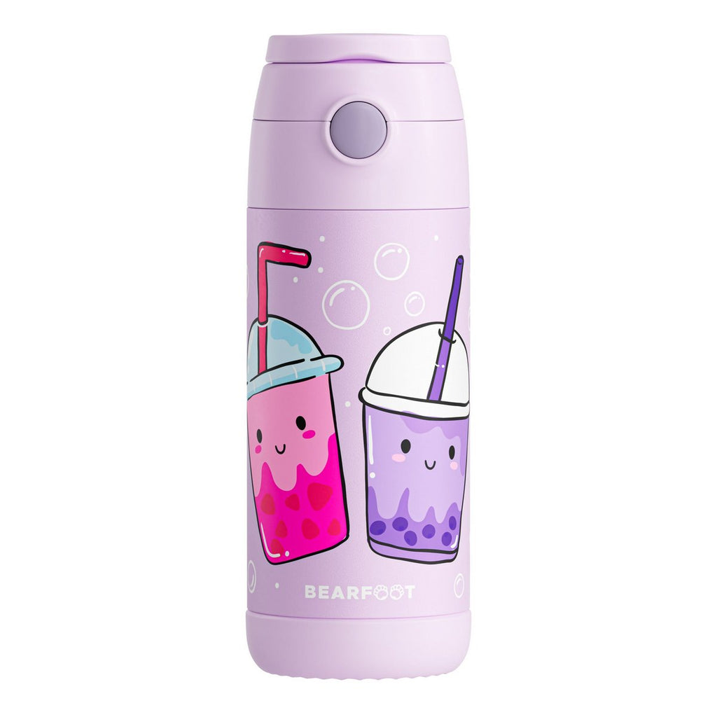 Thermo kinderdrinkfles RVS - BubbleTea paars