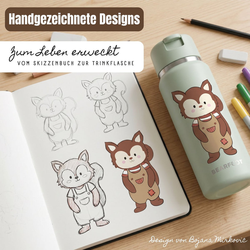 TINY Thermo kinderdrinkfles RVS - Eekhoorn