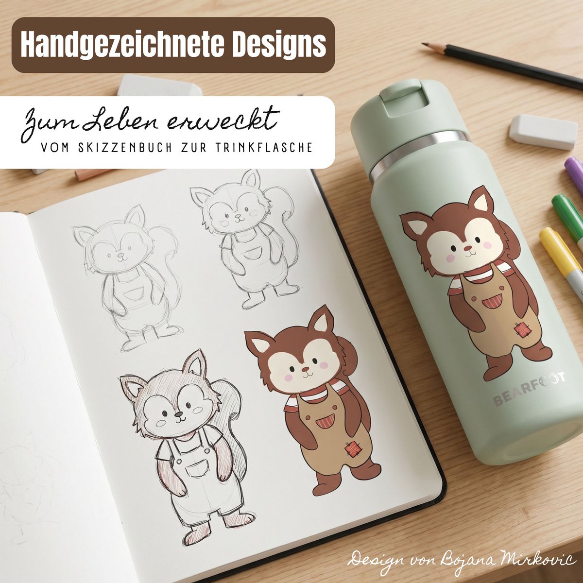 TINY Thermo kinderdrinkfles RVS - Eekhoorn