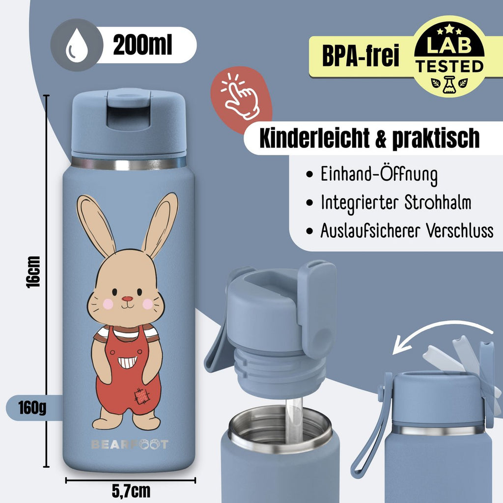 TINY Thermo kinderdrinkfles RVS - konijn