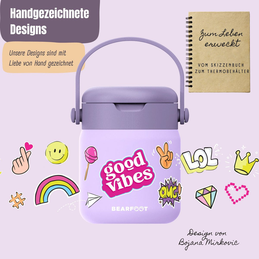 Thermoscontainer kinder RVS - sticker paars