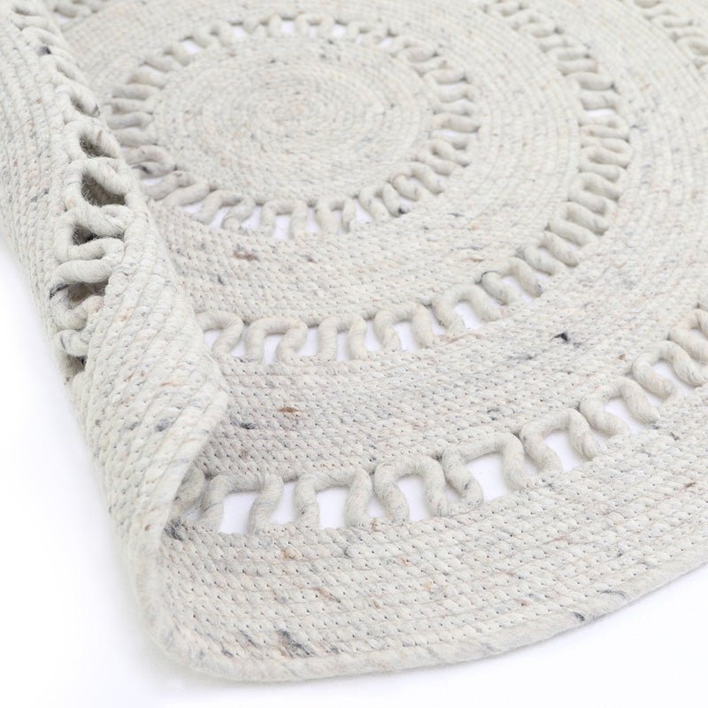 Round Openwork gezellige wollen tapijt Bibek Natural M