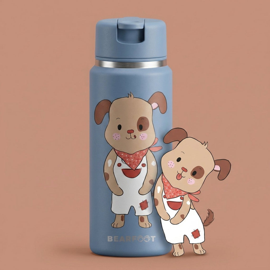 TINY Thermo kinderdrinkfles RVS - hond blauw