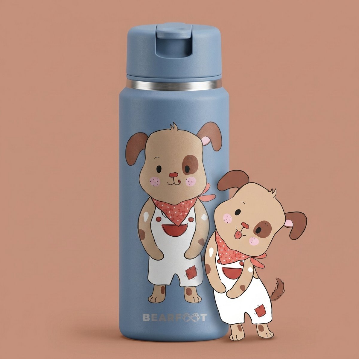 TINY Thermo kinderdrinkfles RVS - hond blauw