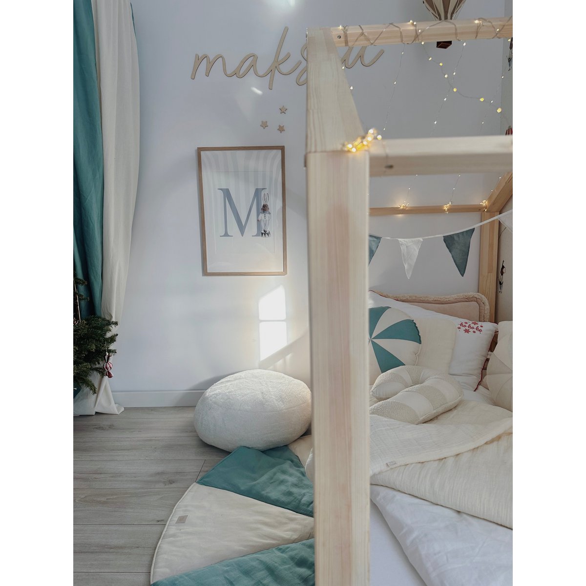 Moi Mili Bouclé Sierkussen Candycane – Wit lam