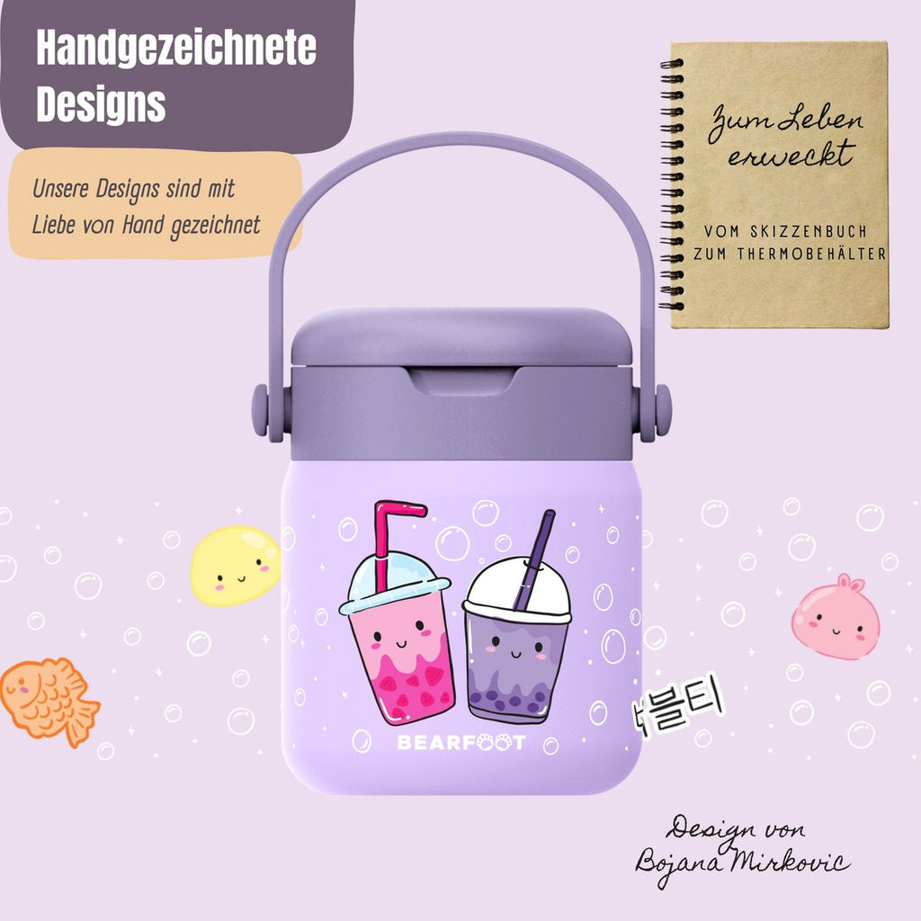 Thermoscontainer kinder RVS - Bubble Tea paars
